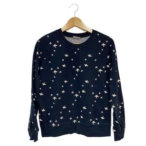 𝅺JACQUELINE DE YONG blue birds fitted sweatshirt EUC